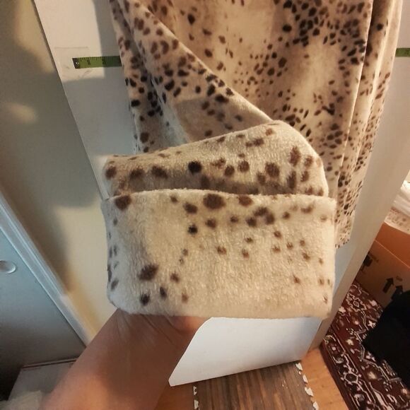 Susan Graver animal print fleece fur jacket 2X beige brown nwot fall - Picture 7 of 7